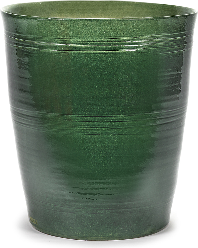 Maceta decorativa esmaltada Glazed Shades, verde oscuro