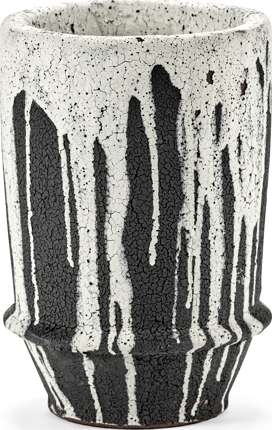 Maceta Dune, 18 cm, blanca y negra