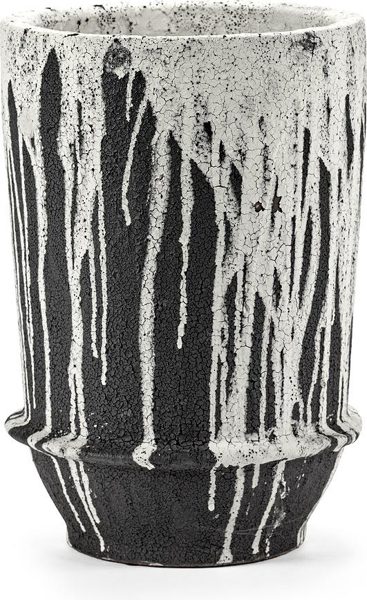 Maceta Dune, 26 cm, blanca y negra