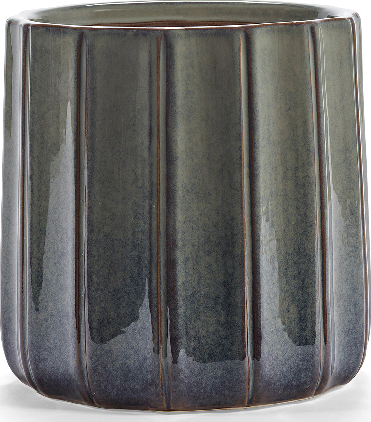 Macetero esmaltado Glazed Shades, 27 cm, azul grisáceo