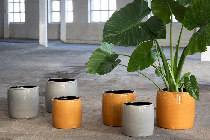 Macetero esmaltado Glazed Shades, 38 cm, gris