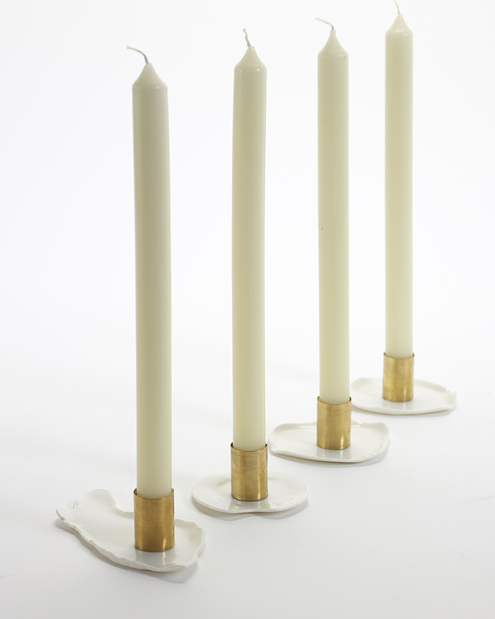 Marie Bougeoirs pour bougies classiques, dorés, Lot de 4