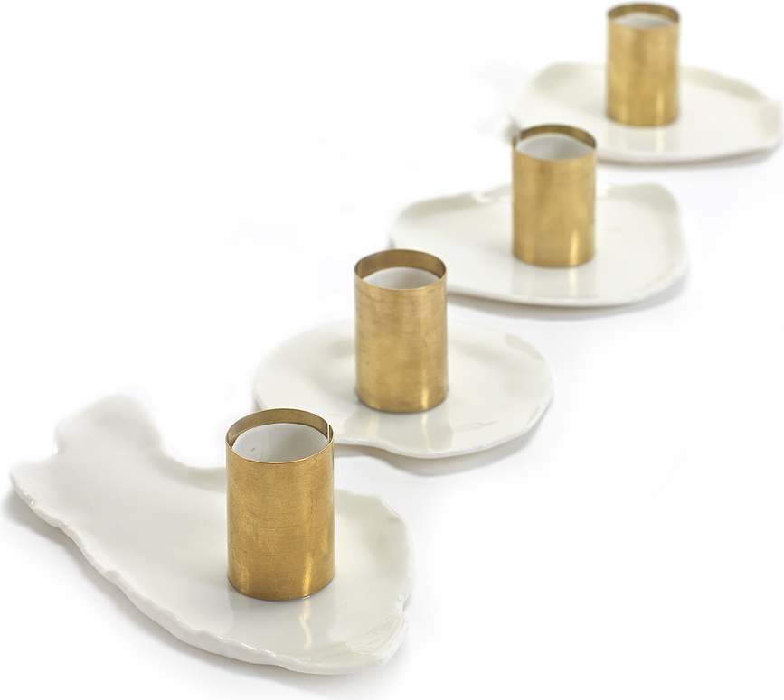 Marie Svijećnjaci za klasične svijeće zlatni 4 kom.