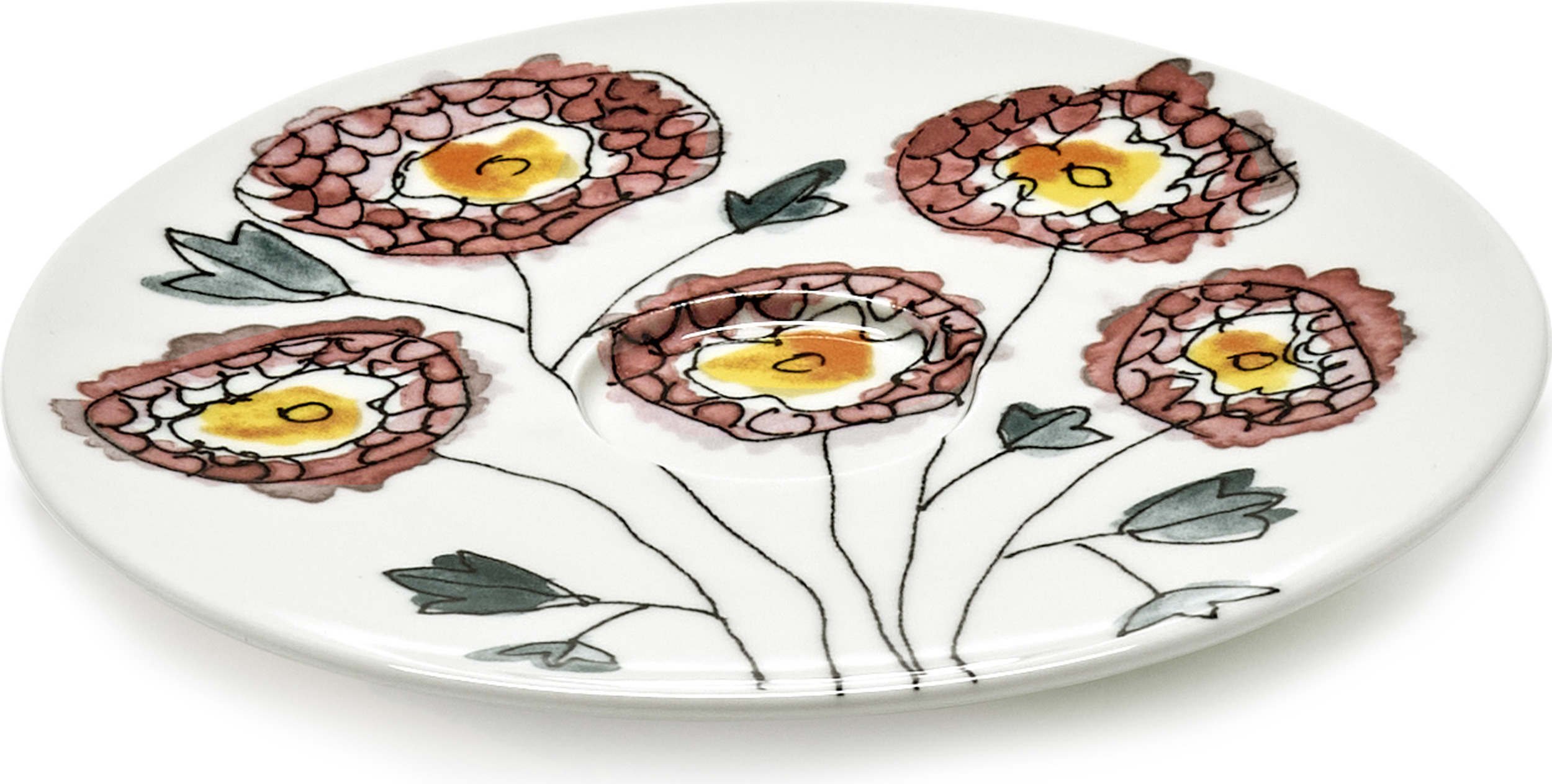 Midnight Flowers Anemone Cappuccino-Untertassen 14,5 cm, weiß, geblümt, 2 St.