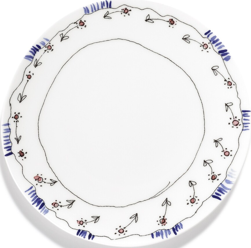 Midnight Flowers Anemone Milk Assiettes à dessert 20 cm, blanches à motif floral, lot de 2