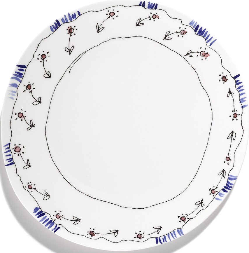 Midnight Flowers Anemone Milk Assiettes plates 28 cm, blanches à motif floral, lot de 2