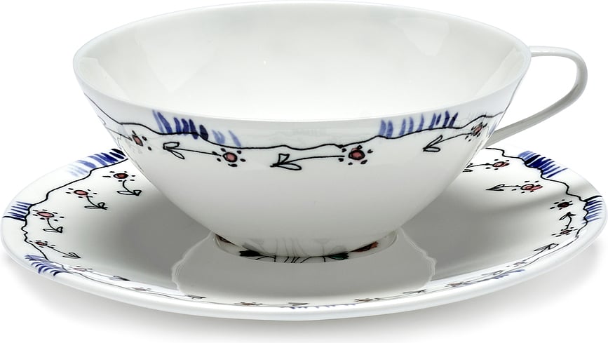 Midnight Flowers Anemone Milk Κούπα Τσαγιού με Πιατάκι, 200 ml, 2 τμχ