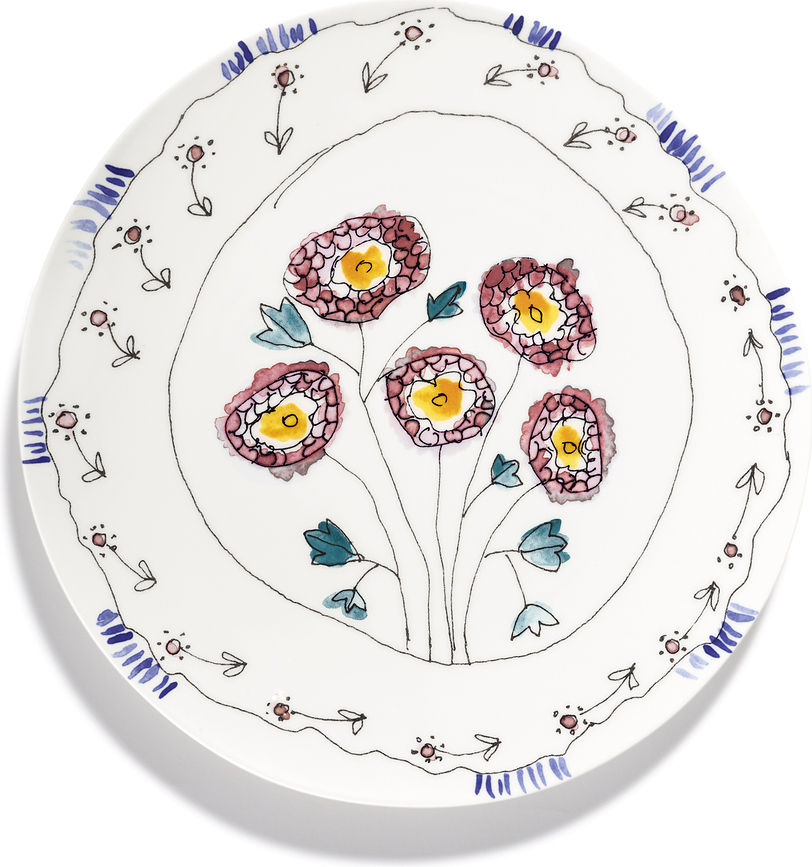 Midnight Flowers Anemone Milk Krožnik za serviranje, 31 cm