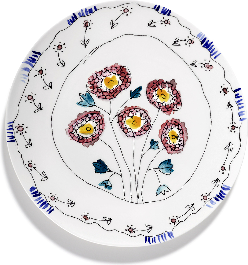 Midnight Flowers Anemone Milk Πιατέλα Σερβιρίσματος, 35 cm