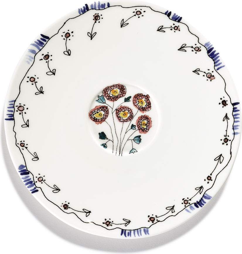 Midnight Flowers Anemone Milk Soucoupes pour tasses à thé 16 cm, blanches à motif floral, lot de 2