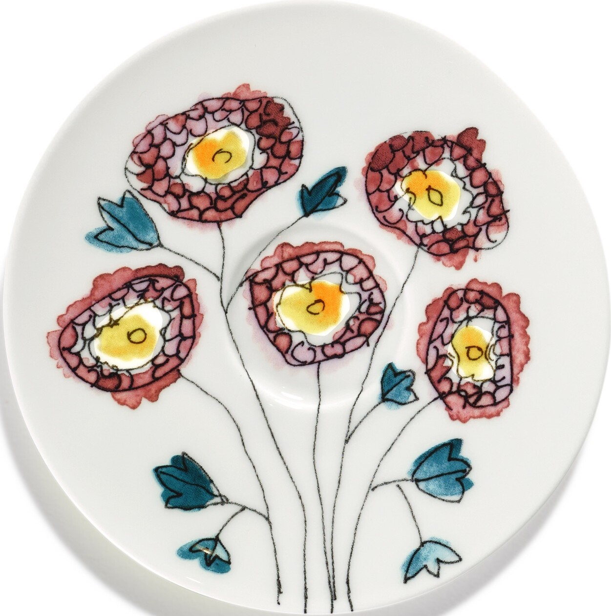 Midnight Flowers Anemone Milk Untertassen für Kaffeetassen 12,5 cm, weiß, gemustert, 2 St.