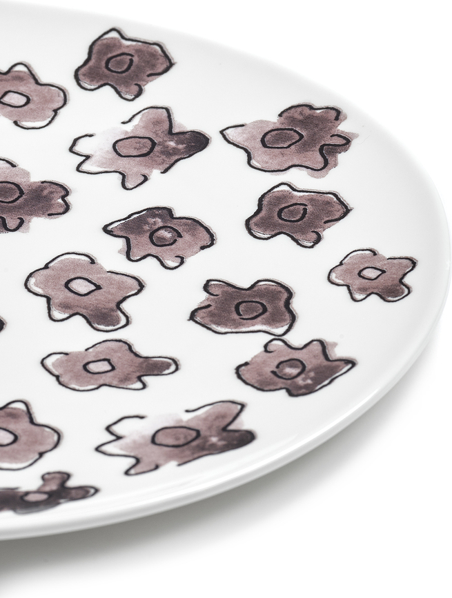 Midnight Flowers Camelia Aubergine Assiettes à dessert 20 cm, aubergine, Lot de 2