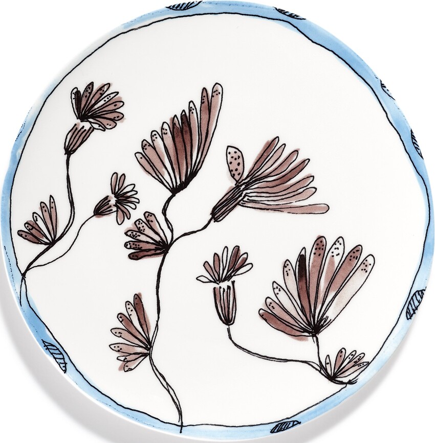 Midnight Flowers Assiettes à dessert 20 cm, à motif floral, lot de 2