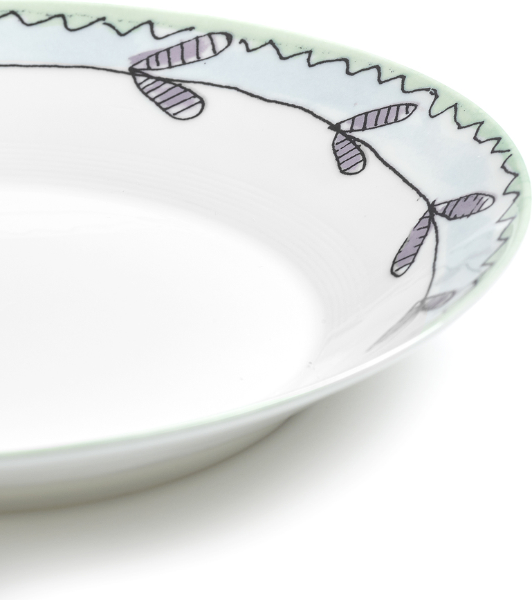 Midnight Flowers Camelia Aubergine Assiettes creuses 18 cm, aubergine, lot de 2