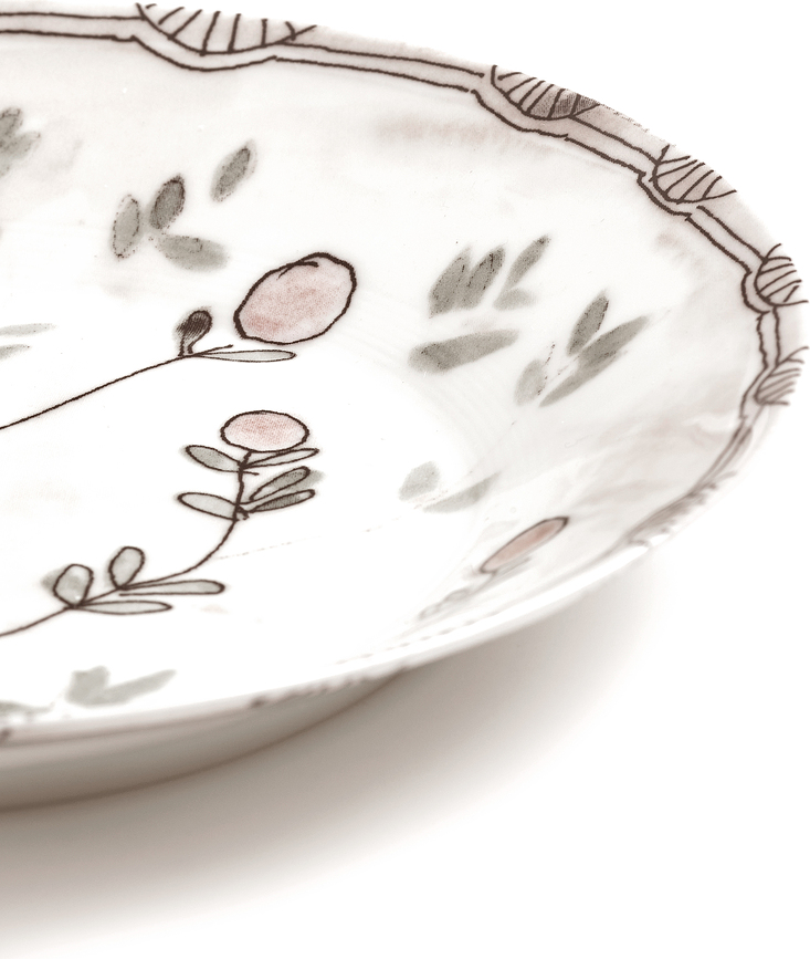 Midnight Flowers Mirtillo Nude Assiettes creuses 22 cm, roses, lot de 2