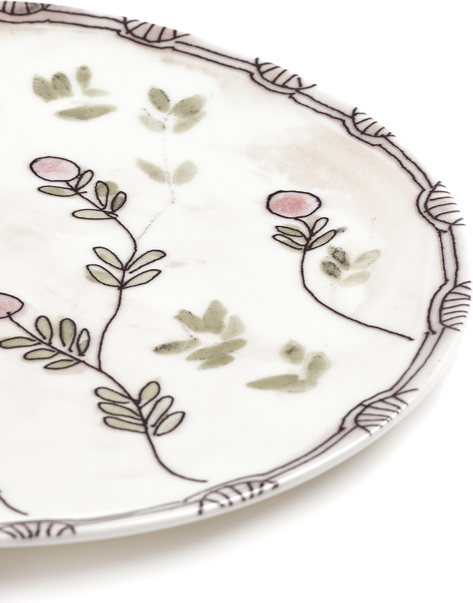 Midnight Flowers Camelia Assiettes de service 31 cm, aubergine, lot de 2