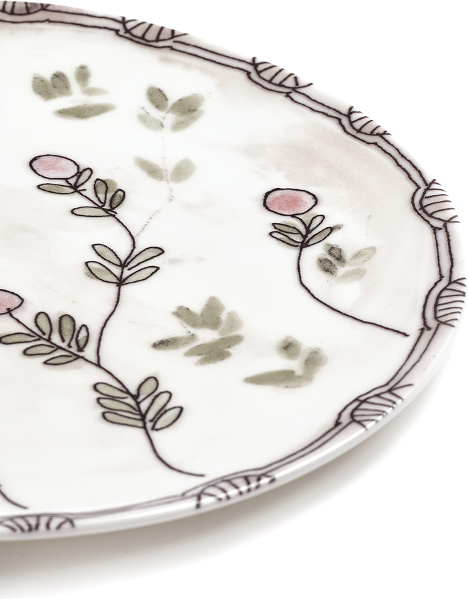 Midnight Flowers Camelia Aubergine Assiettes plates 24 cm, aubergine, lot de 2