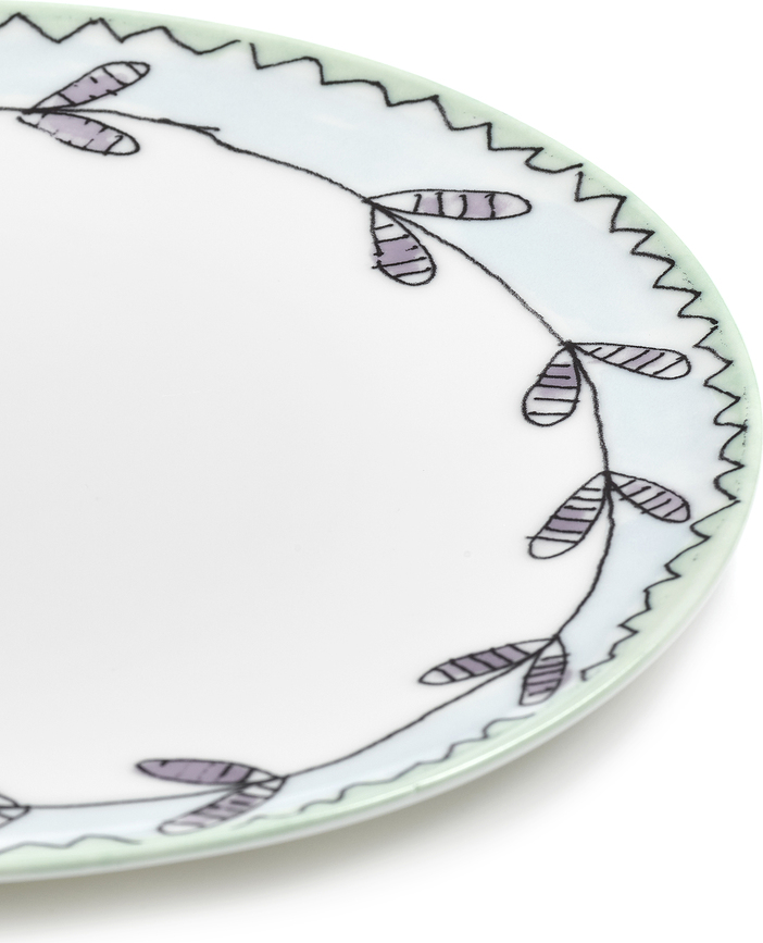 Midnight Flowers Camelia Aubergine Assiettes plates 24 cm, aubergine, lot de 2