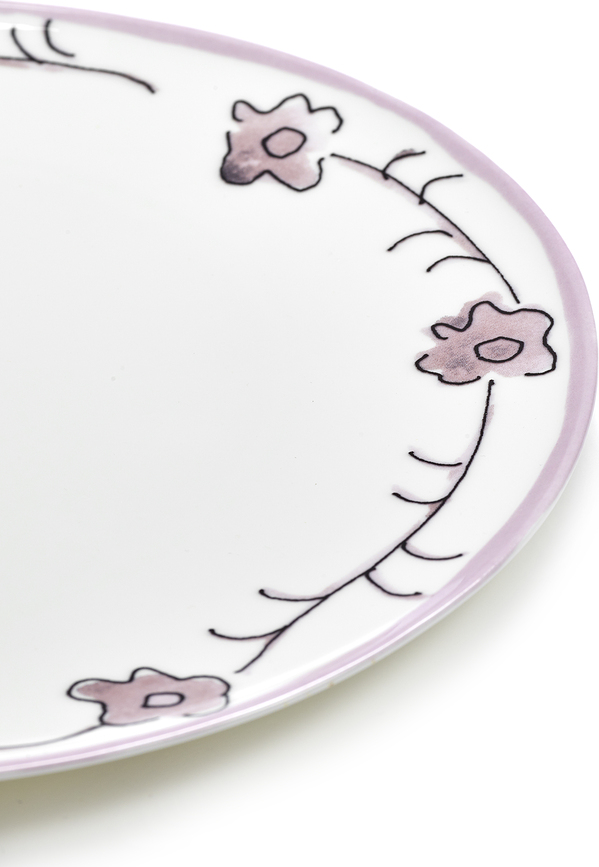 Midnight Flowers Camelia Aubergine Assiettes plates 24 cm, aubergine, lot de 2