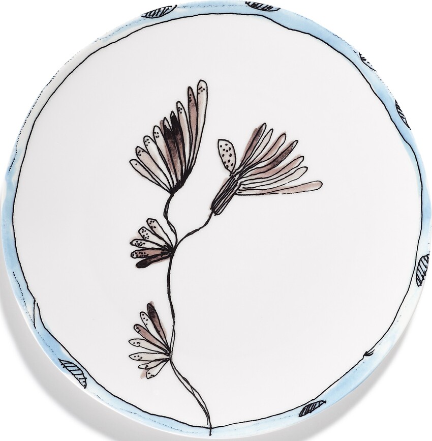 Midnight Flowers Assiettes plates 24 cm, à motif floral, lot de 2
