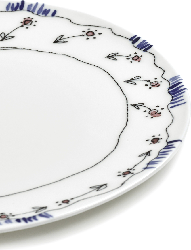 Midnight Flowers Camelia Aubergine Assiettes plates 28 cm, aubergine, lot de 2