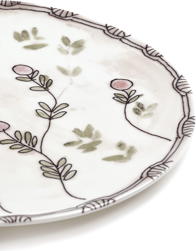 Midnight Flowers Camelia Aubergine Assiettes plates 28 cm, aubergine, lot de 2