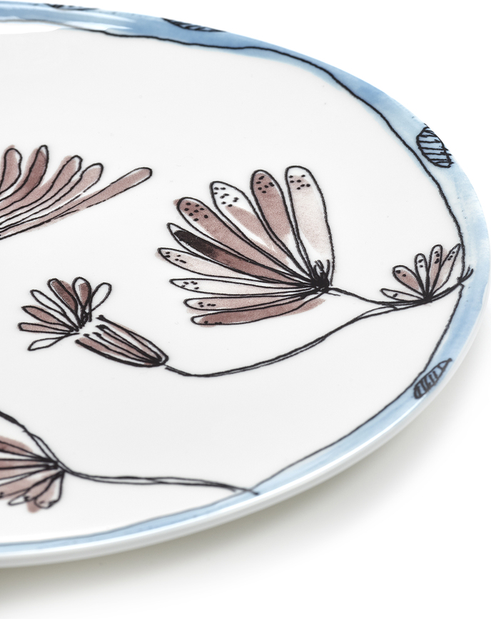 Midnight Flowers Camelia Aubergine Assiettes plates 28 cm, aubergine, lot de 2