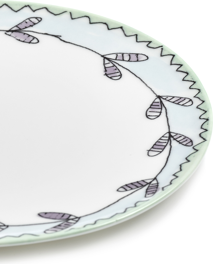 Midnight Flowers Camelia Aubergine Assiettes plates 28 cm, aubergine, lot de 2