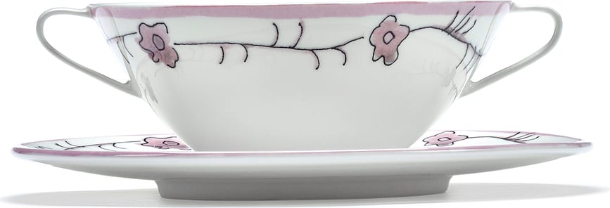 Midnight Flowers Blossom Milk Buljongkoppar med fat 350 ml, 2 st