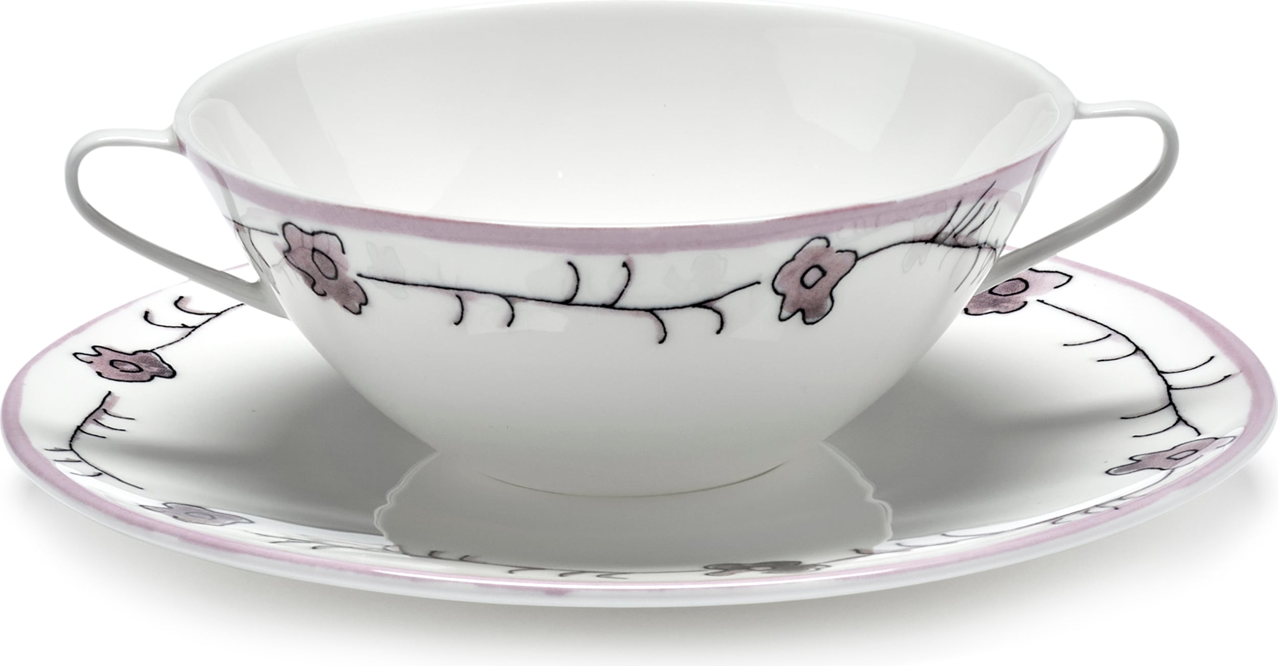 Midnight Flowers Dark Viola Suppentassen mit Untertassen, 350 ml, violett, 2 St.