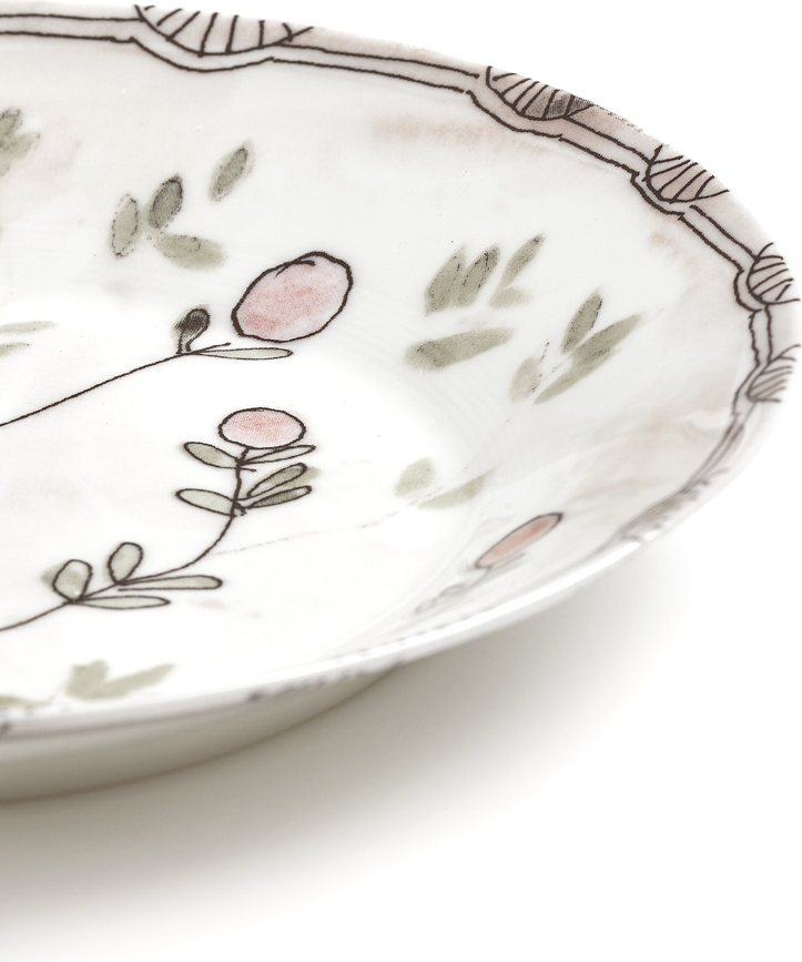 Midnight Flowers Camelia Aubergine Globoki krožnik, 18 cm, barva jajčevca, 2 kosa