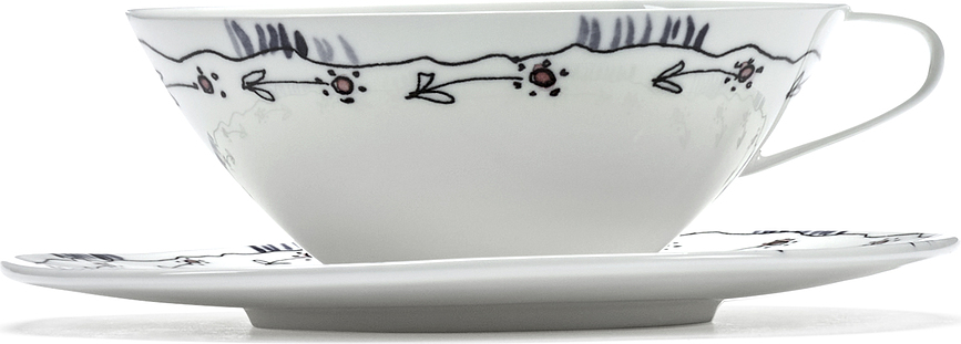 Midnight Flowers Blossom Milk Κούπα τσαγιού με πιατάκι, 200 ml, 2 τμχ