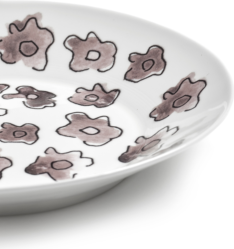 Midnight Flowers Camelia Globok Krožnik, 22 cm, jajčevčast