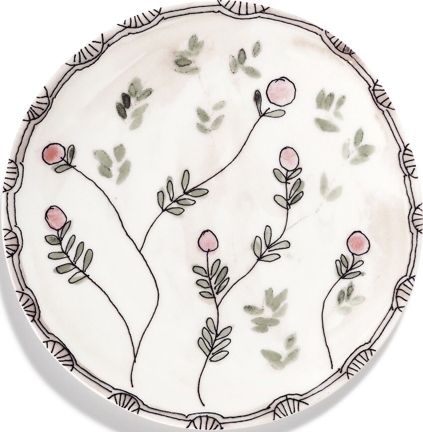 Midnight Flowers Mirtillo Nude Assiettes à dessert 20 cm, roses, lot de 2