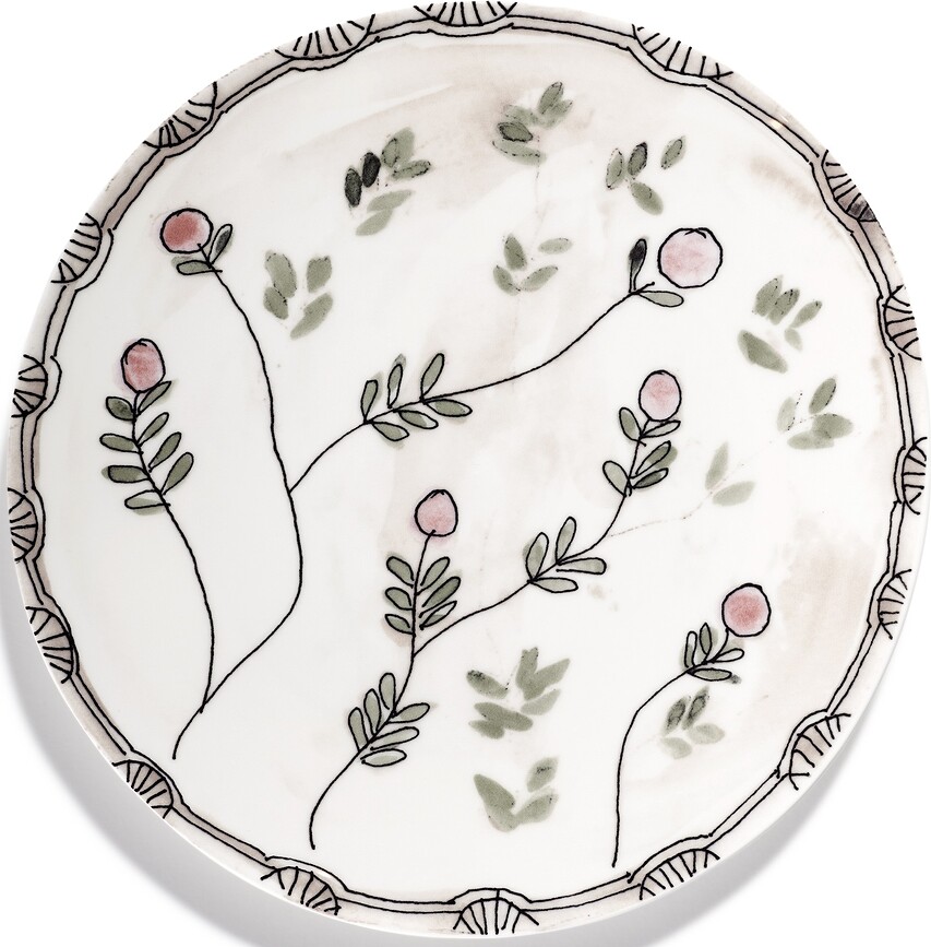 Midnight Flowers Mirtillo Nude Assiettes plates 28 cm, nude, lot de 2