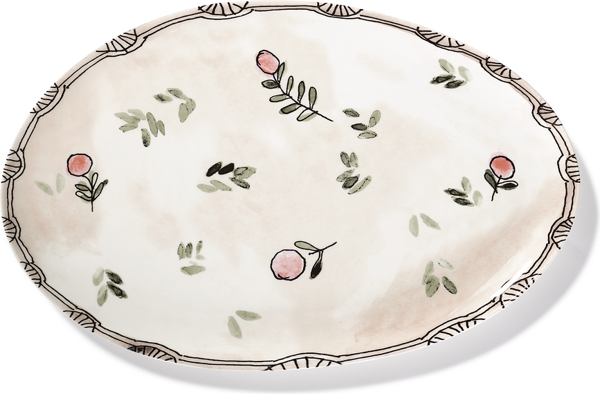 Midnight Flowers Mirtillo Nude Ovalt Serveringsfat 46,5 cm