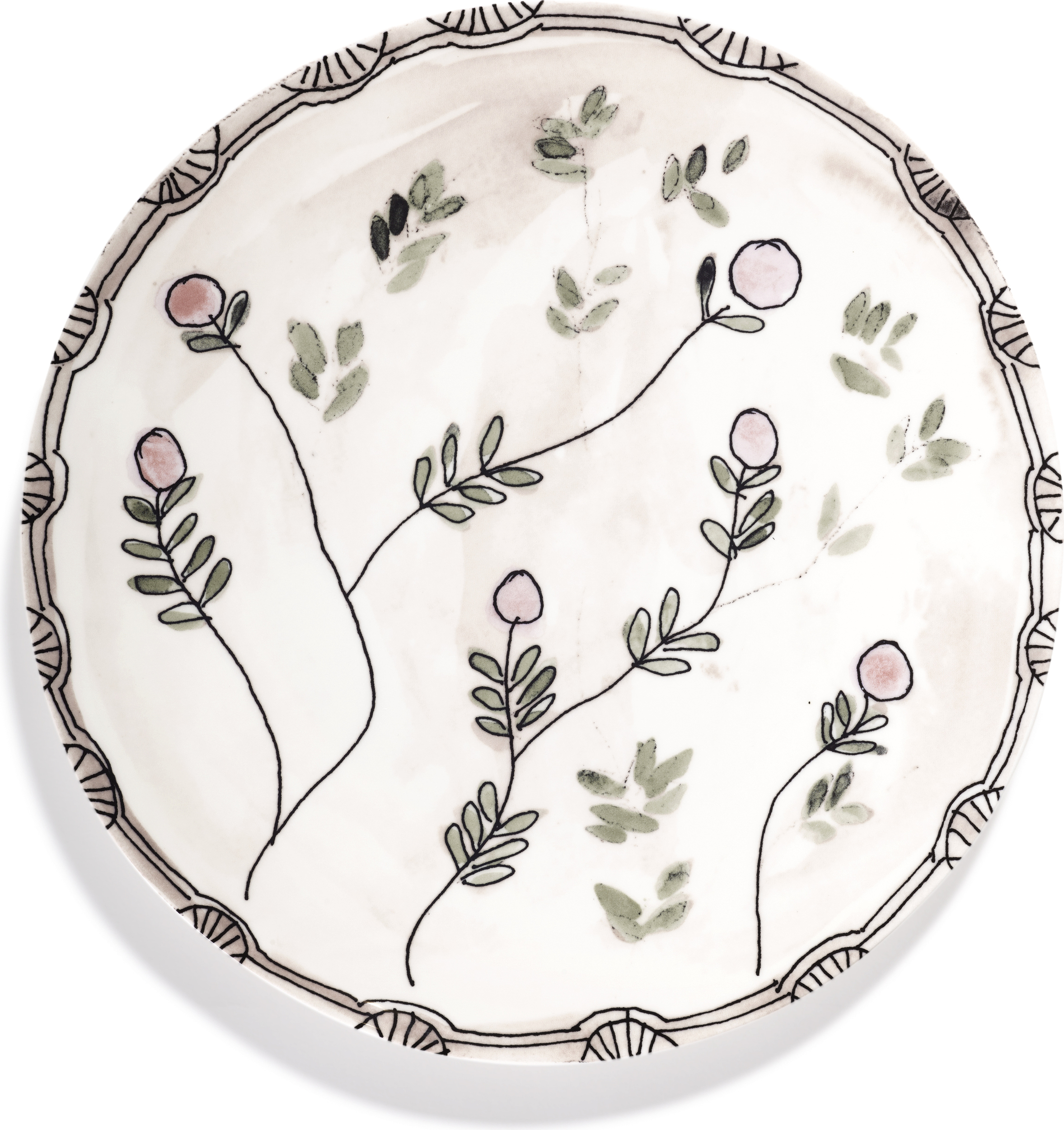 Snackteller Midnight Flowers Mirtillo Nude Servierplatte 35 Cm