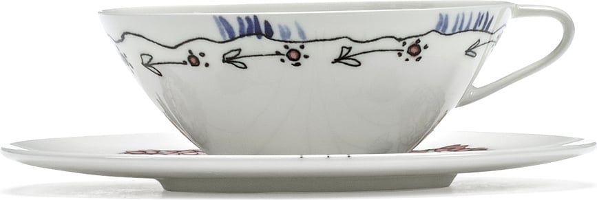 Midnight Flowers Blossom Milk Φλιτζάνι καφέ με πιατάκι, 100 ml, 2 τμχ