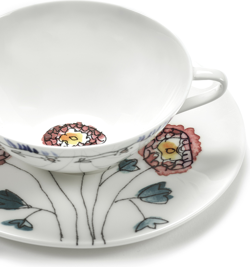 Midnight Flowers Blossom Milk Φλιτζάνι καφέ με πιατάκι, 100 ml, 2 τμχ