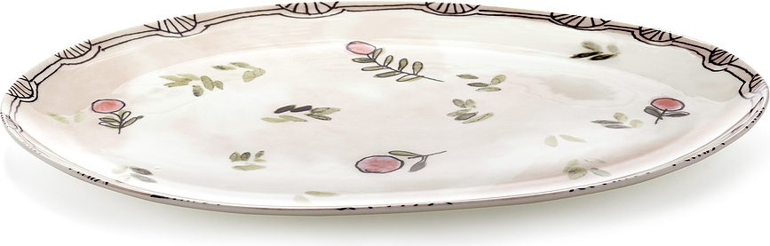 Midnight Flowers Camelia Πιατέλα οβάλ, 46,5 εκ., μελιτζανί