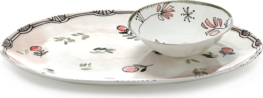 Midnight Flowers Camelia Aubergine Pladanj ovalni 35 cm