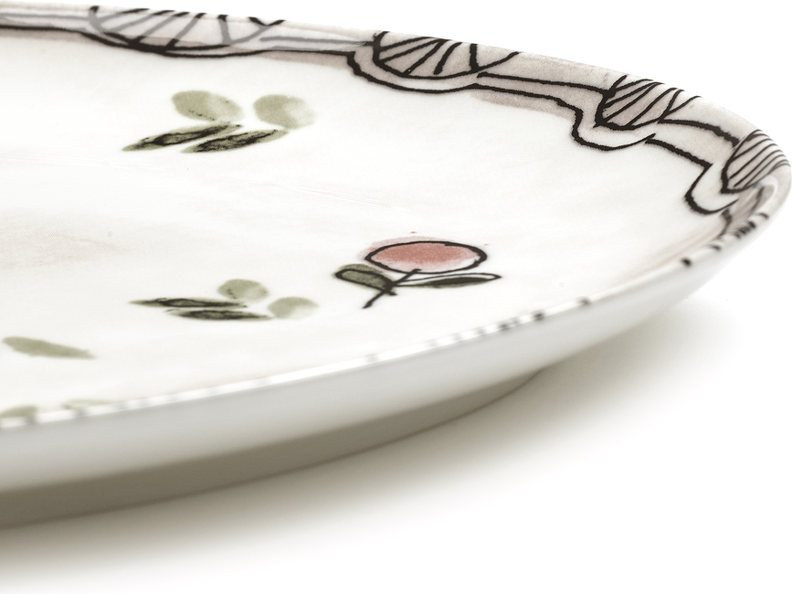 Midnight Flowers Camelia Ovalni Pladenj, 46,5 cm, Aubergine