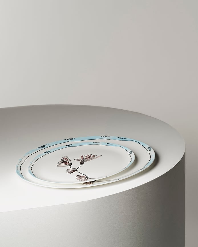 Midnight Flowers Camelia Ovalni Pladenj, 46,5 cm, Aubergine