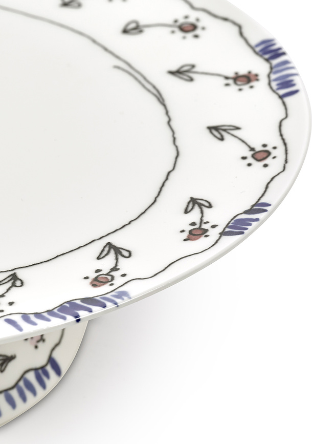 Midnight Flowers Anemone Milk Plat De Service, 28 cm