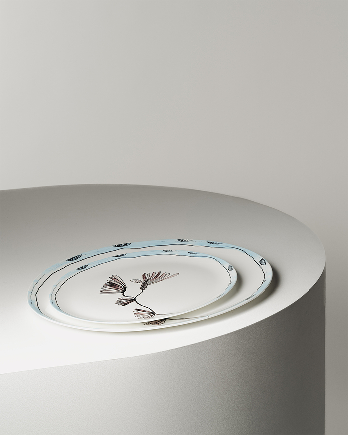 Midnight Flowers Camelia Aubergine Plat de Service ovale, 46,5 cm