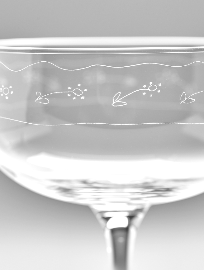 Midnight Flowers Ποτήρια Σαμπάνιας, πλατιά, 240 ml, 4 τμχ