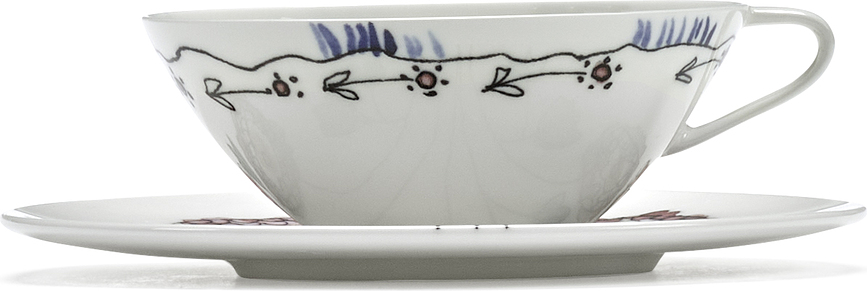 Midnight Flowers Blossom Milk Šalica za kavu s tanjurićem 100 ml Set od 2 dijela