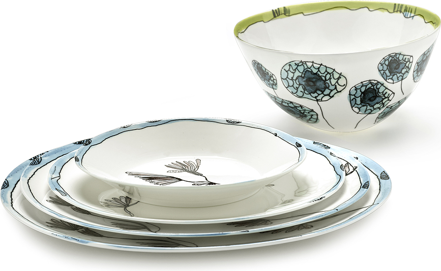 Midnight Flowers Anemone Vaniglia Skleda, 18 cm