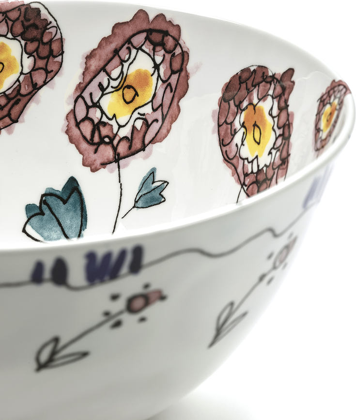 Midnight Flowers Anemone Vaniglia Skleda za serviranje, 22 cm