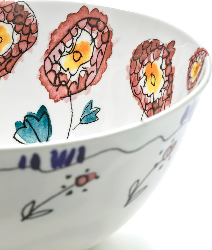 Midnight Flowers Anemone Vaniglia Skledi, 12 cm, vanilijeva barva, 2 kosa